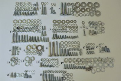 Komplet śrub, bez silnikowych, ocynk, Jawa 350/634