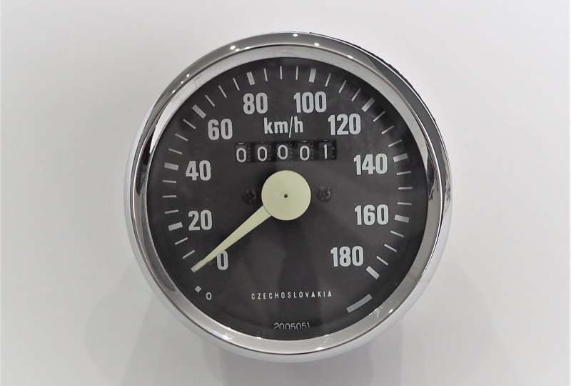 Licznik, 180 km/h, chromowana ramka, biała wskazówka, Jawa 634-640-photo1