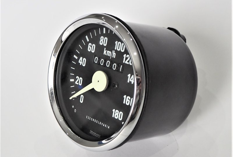 Licznik, 180 km/h, chromowana ramka, biała wskazówka, Jawa 634-640-photo2