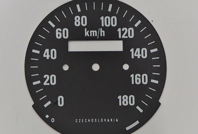 Cyferblat licznika 0-180km/h, czarno-biały, Jawa 634-640-photo1