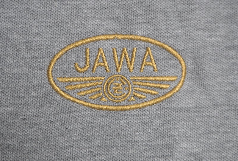 Koszulka bawełniana polo, szara, logo JAWA-złote, rozmiar S-photo2
