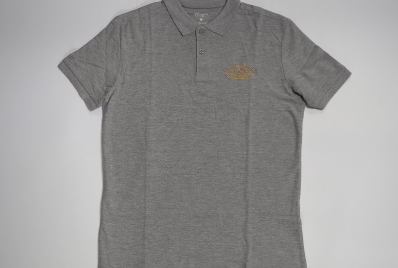 Koszulka bawełniana polo, szara, logo JAWA-złote, rozmiar S-photo1