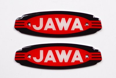 Logo JAWA zbiornika, plastik, 2 sztuki, Jawa Panelka, Californian