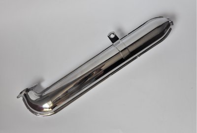 Tłumik wydechu, chrom, Jawa 50 typ 555 z uchwytem prostym