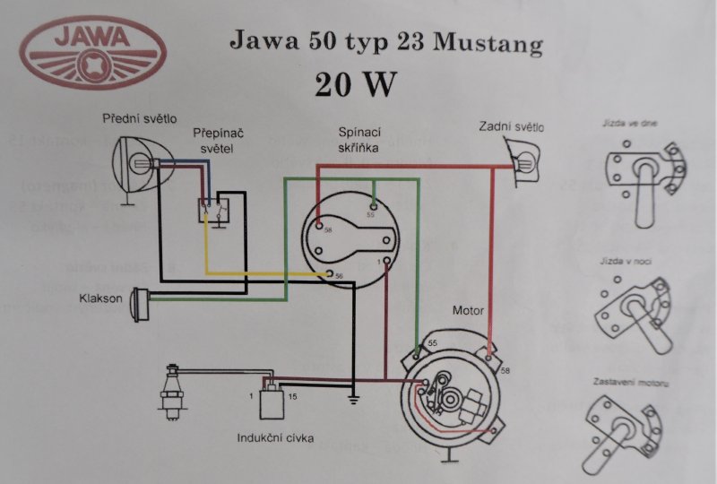 Instalacja elektryczna, 20 W, główna, Jawa 50 typ 23 Mustang-photo4