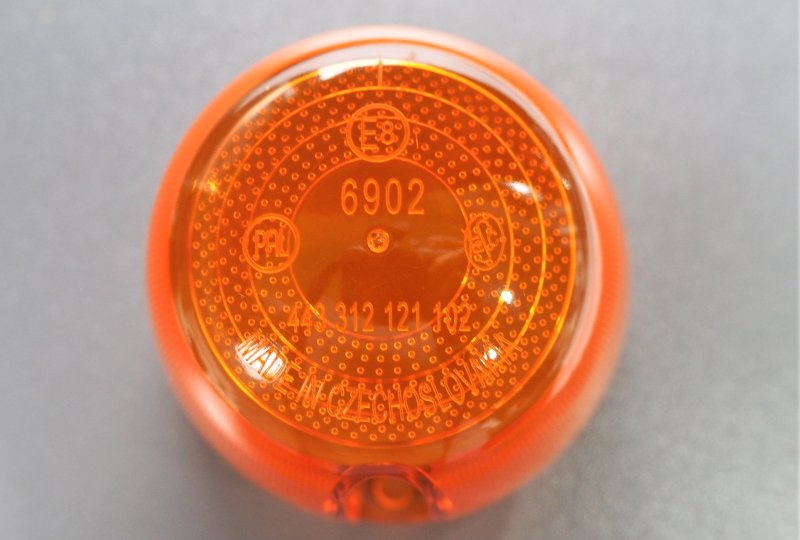 Szkło lampy, pomarańczowe, PAL-E8, Jawa 634 I typ, CZ 471/472, VELOREX-photo3