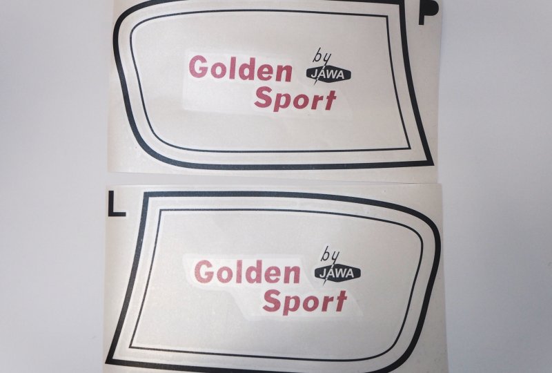 Naklejki GOLDEN SPORT BY JAWA, 2 szt, P + L, Jawa 50 typ 23 MUSTANG-photo1