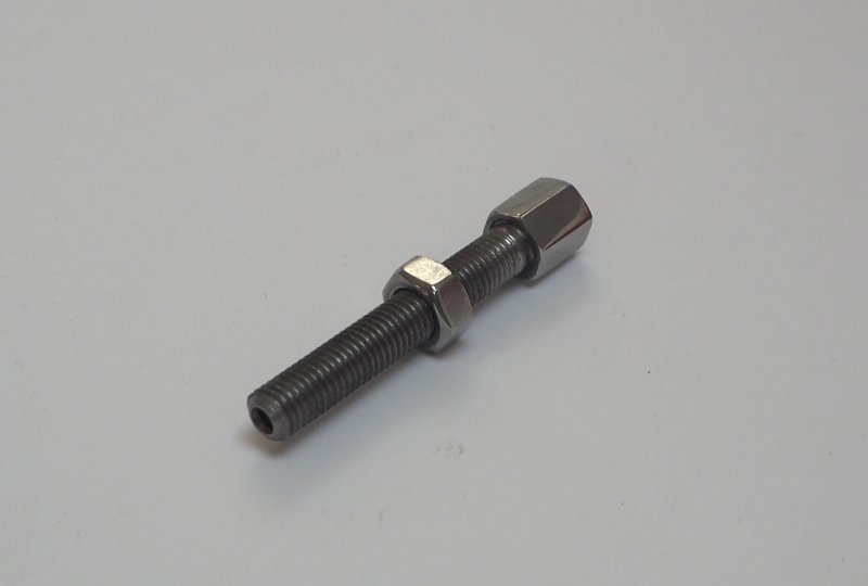 Śruba regulacji nastawu linki z nakrętką, nierdzewna/polerowana, M7 x 45 mm, Jawa, CZ-photo2