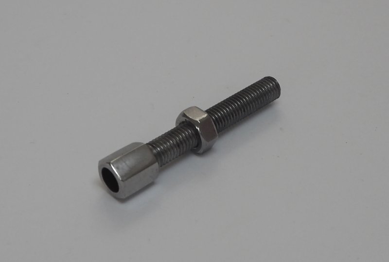 Śruba regulacji nastawu linki z nakrętką, nierdzewna/polerowana, M7 x 45 mm, Jawa, CZ-photo1
