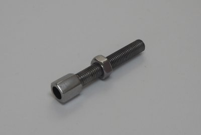 Śruba regulacji nastawu linki z nakrętką, nierdzewna/polerowana, M7 x 45 mm, Jawa, CZ