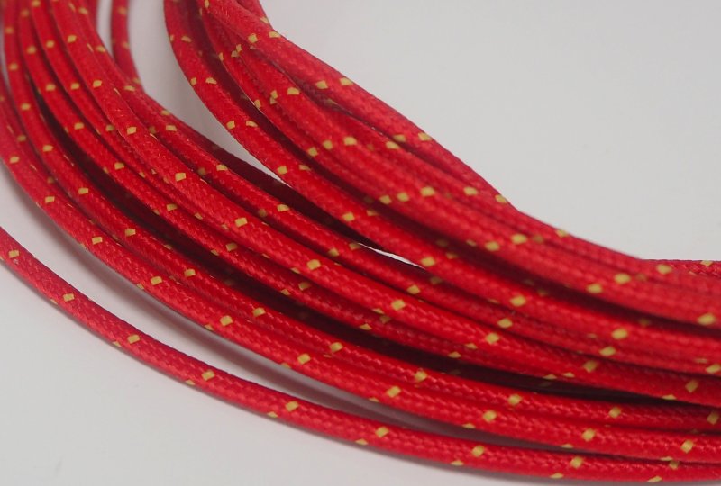 Kabel elektryczny w oplocie klejonym 1,5 mm, czerwony z żółtymi prążkami, 1m, Jawa, CZ-photo2
