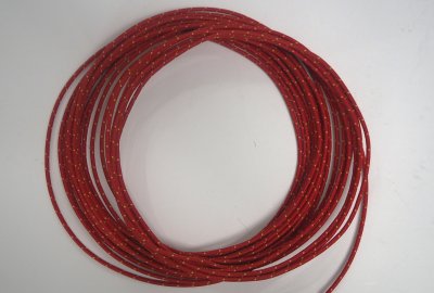 Kabel elektryczny w oplocie klejonym 1,5 mm, czerwony z żółtymi prążkami, 1m, Jawa, CZ
