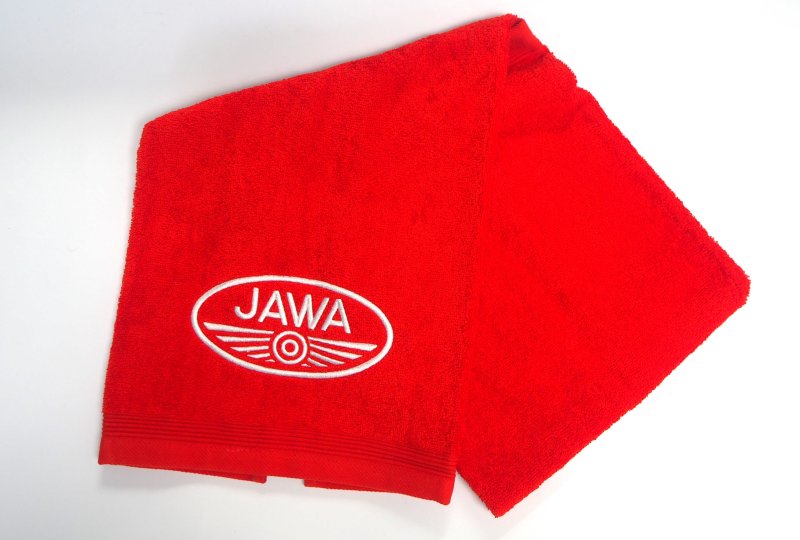Ręcznik, 50x100 cm, czerwony, logo Jawa-photo1
