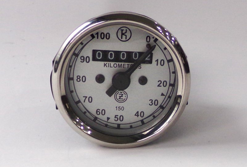 Licznik 0-100 km/h, cyferblat srebrno-czarny, K, CZ 150 C-photo1
