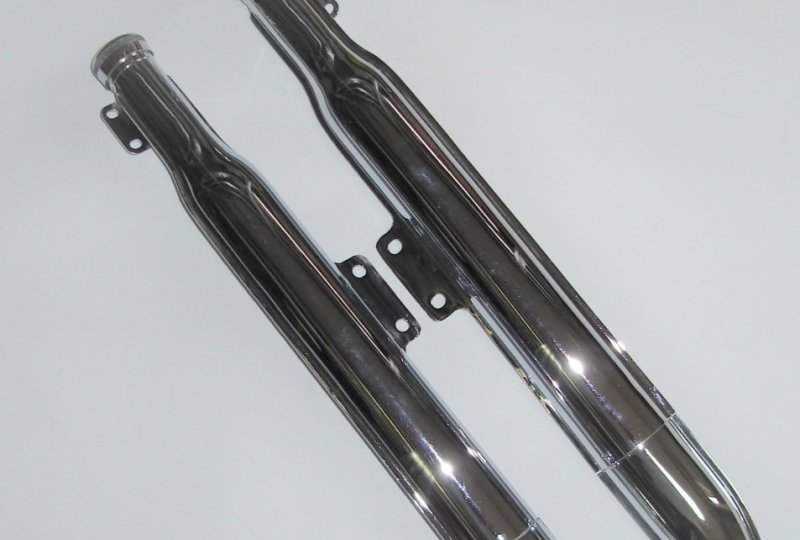 Tłumiki wydechu + kolanka wydechu, chrom, zestaw, Jawa-CZ 175 typ 356  ( DUELLS )-photo2