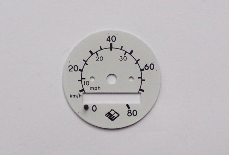 Cyferblat licznika 0-80 km/h, biały, Jawa Babetta-photo1