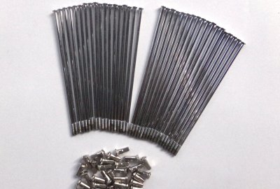 Szprychy i nyple, komplet 36 szt, 16 cali, tył, półbęben, chrom, Jawa 250/350 Kyvacka