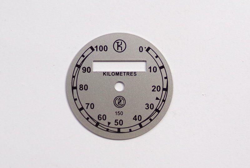 Cyferblat licznika 0-100km/h, srebrno-czarny, K, CZ 150 C-photo1