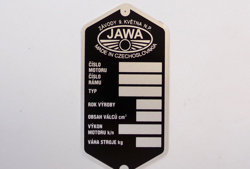 Tabliczka znamionowa, Jawa Jawetta-photo1