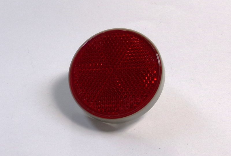 Odblask czerwony, ze śrubką, 59 mm, szara ramka, plastik, Jawa, CZ-photo4