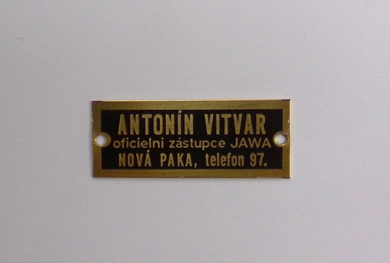 Tabliczka znamionowa, ANTONIN VITVAR, 47 x 18 mm, mosiądz-photo1