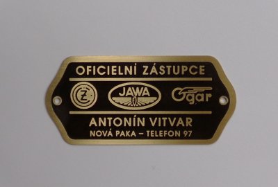 Tabliczka znamionowa, ANTONIN VITVAR, 60 x 38 mm, mosiądz