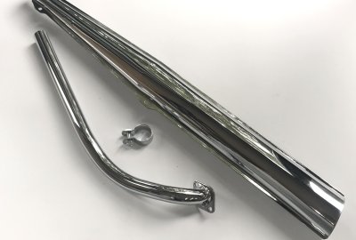 Tłumik wydechu + kolanko wydechu, chrom, zestaw, Jawa 23 (DUELLS)