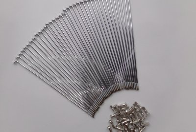 Szprychy i nyple, komplet 36 szt, tylne, M3,5, chrom, Jawa Robot