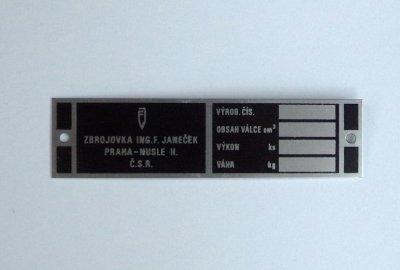 Tabliczka znamionowa, Jawa SV, OHV