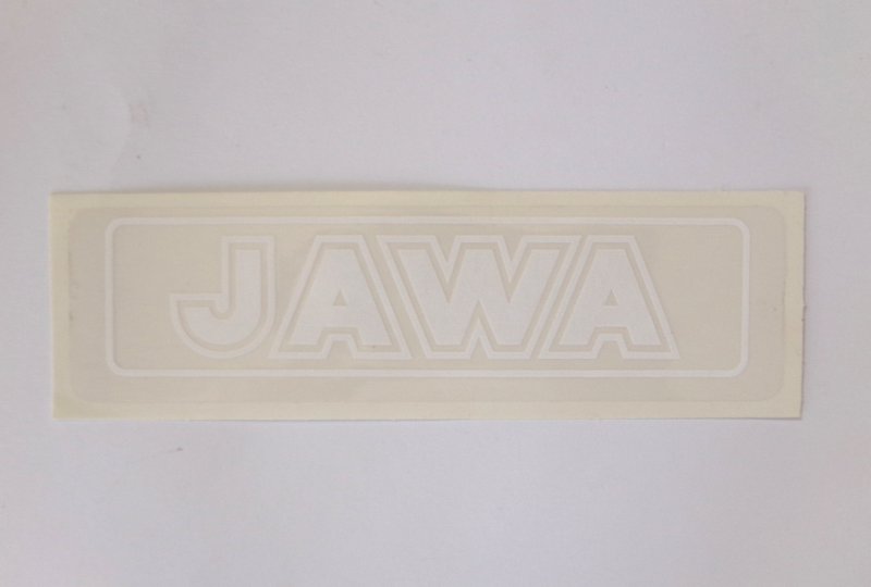 Naklejka JAWA, biała, 140x35 mm-photo1