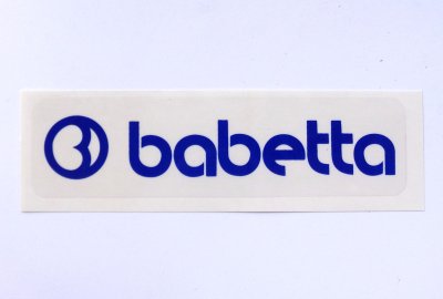 Naklejka BABETTA, 135x25mm, niebieska, Jawa Babetta