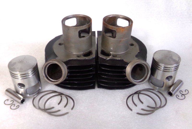 Cylindry, z zestawem tłoków 58,50 mm/16, oryginał, po renowacji, Jawa 350 Kyvacka, Panelka (1)-photo1
