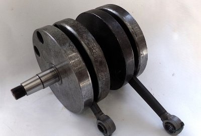Wał korbowy, łożysko igiełkowe, na sworzeń 16 mm, oryginał, po renowacji, /2/, Jawa 350 Perak, Kyvacka, Panelka