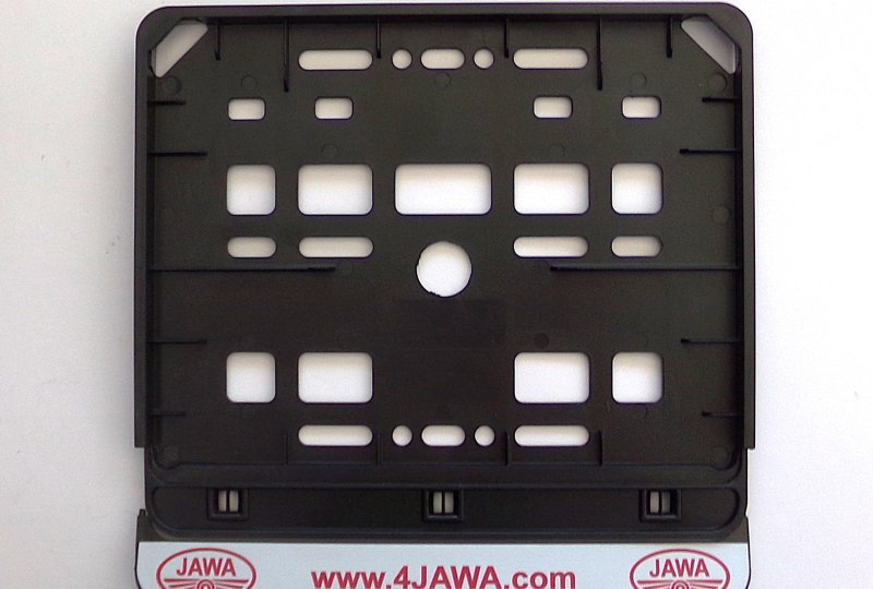 Ramka pod tablicę rejestracyjną na motocykl, z nadrukiem 4JAWA i logo JAWA-photo1