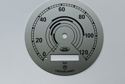 Cyferblat licznika 0-120km/h, Jawa 250 typ 11 Perak