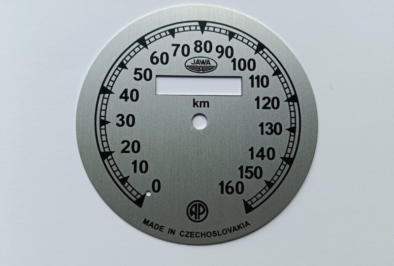 Cyferblat licznika 0-160km/h, srebrno-czarny, Jawa 500 OHC 00,01-photo1