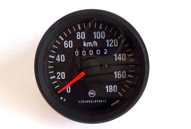Licznik, 180 km/h, czarna ramka, pomarańczowa wskazówka, Jawa 634-640-photo1