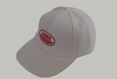 Czapka z daszkiem, logo JAWA, biała