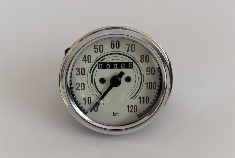 Licznik okrągły, biały, 0-120km/h, Jawa, CZ 125-175-photo1