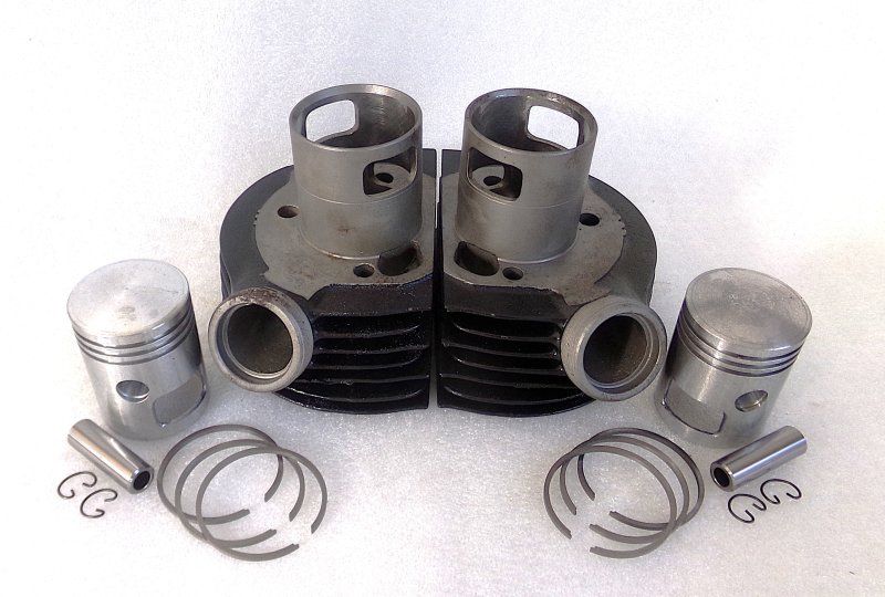 Cylindry, z zestawem tłoków 58,50 mm/16, oryginał, po renowacji, Jawa 350 Kyvacka, Panelka (2)-photo1
