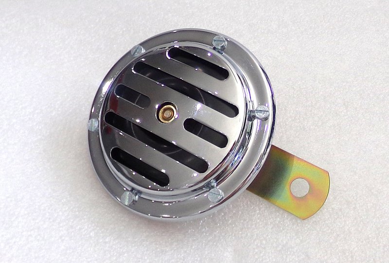 Klakson 12V czarny, 100 mm, chrom, oryginał, Jawa 638-640-photo1