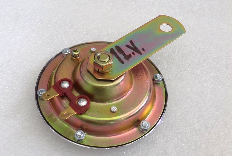 Klakson 12V czarny, 100 mm, chrom, oryginał, Jawa 638-640-photo3