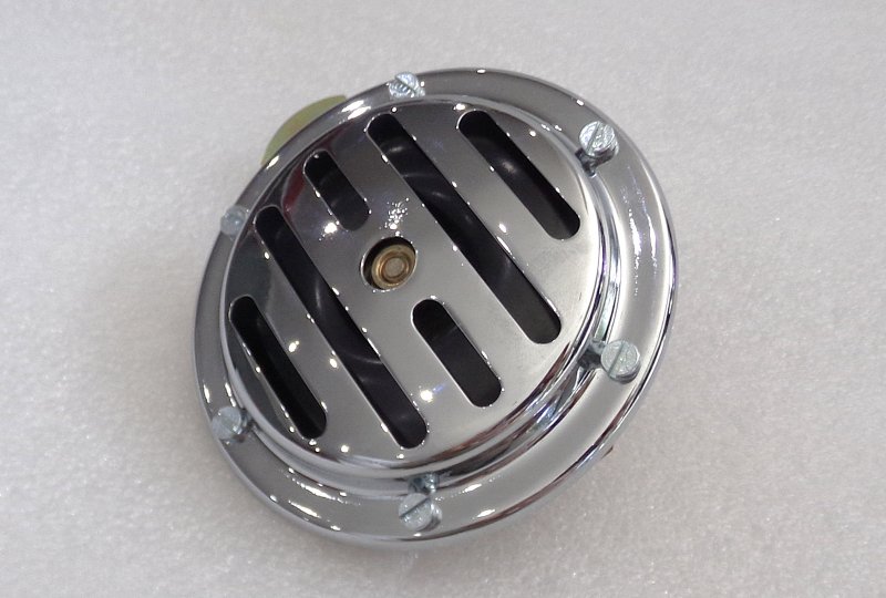 Klakson 12V czarny, 100 mm, chrom, oryginał, Jawa 638-640-photo2