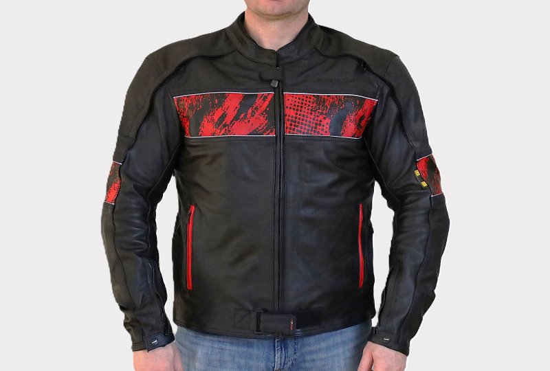 Kurtka motocyklowa, męska, skórzana, czarno-czerwona, rozmiar 2XL-photo1
