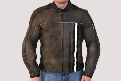 Kurtka motocyklowa, męska, skórzana, brązowa, rozmiar XL