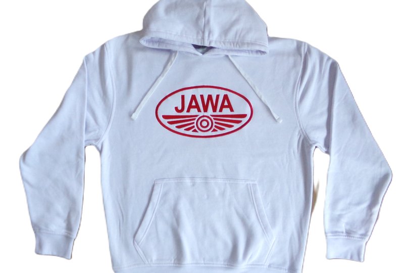 Bluza męska z kapturem, biała, z logo JAWA, rozmiar L-photo1