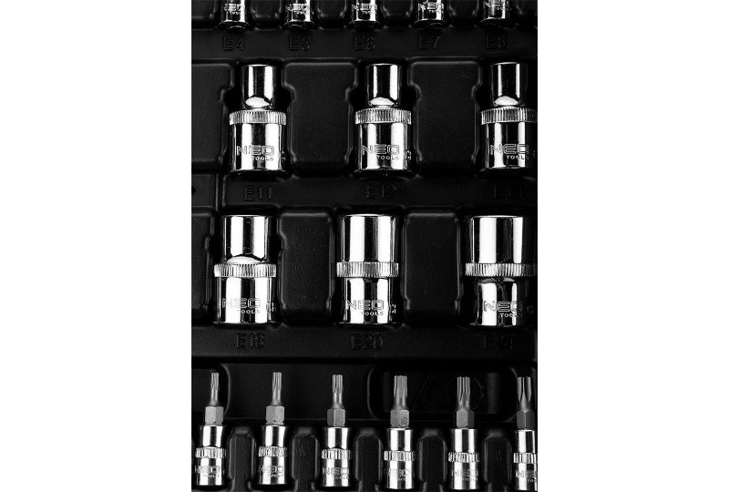 Zestaw kluczy nasadowych 1/2", 1/4", 110 szt., CrV-photo6