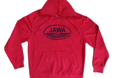 Bluza męska z kapturem, czerwona, z logo JAWA, rozmiar S