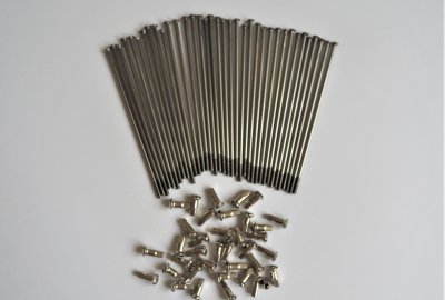 Szprychy i nyple, komplet 36 szt, M3,5x124 mm, nierdzewne, Jawa, CZ 125/250