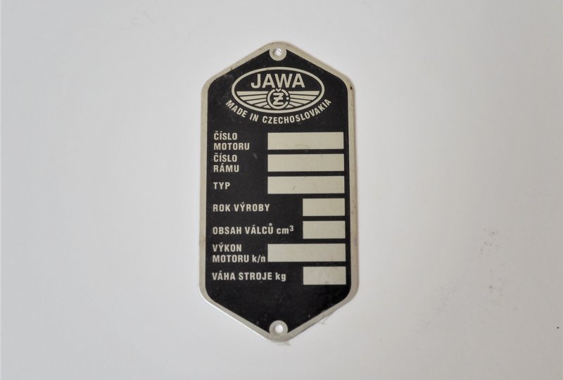 Tabliczka znamionowa, aluminium trawione, Jawa, CZ-photo1